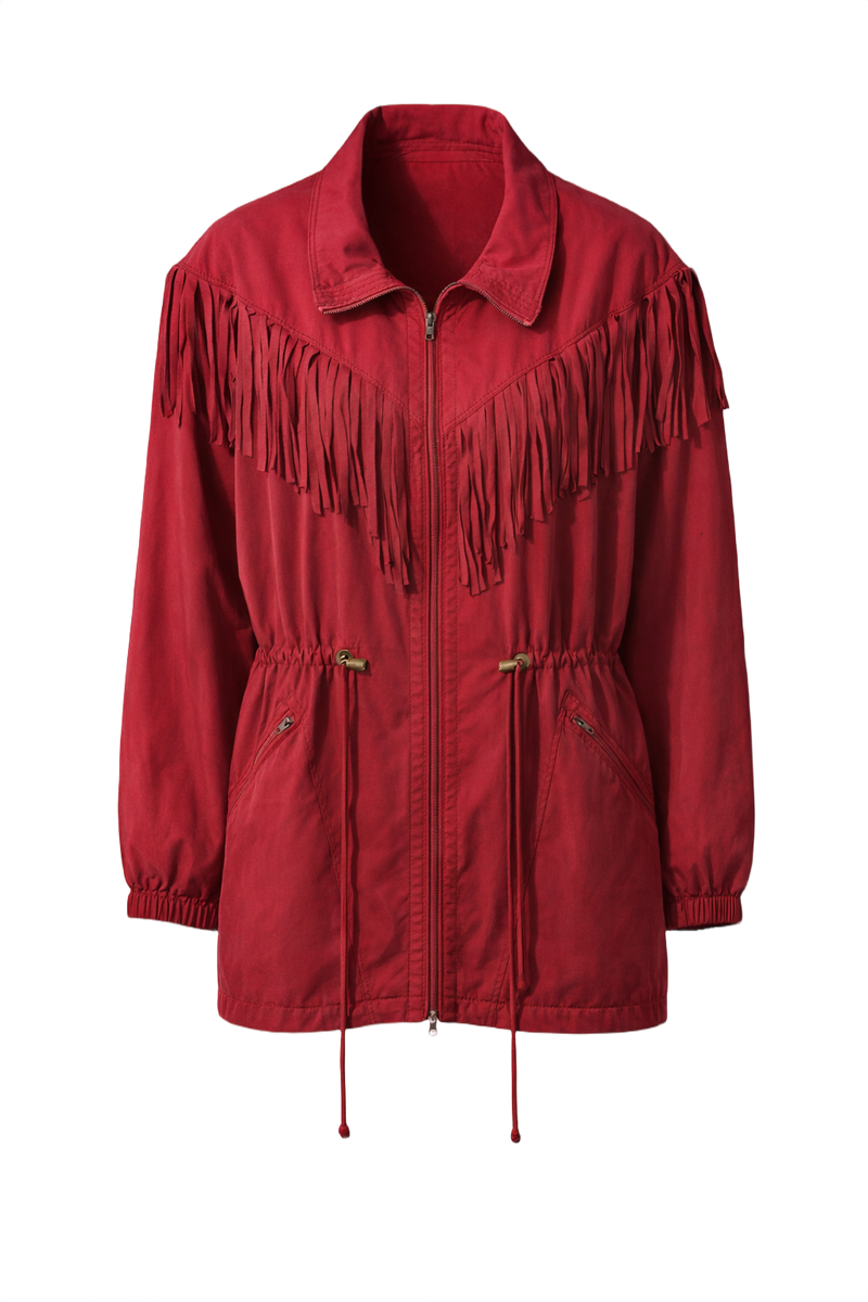 1970s Red Silk Jacket - Front View