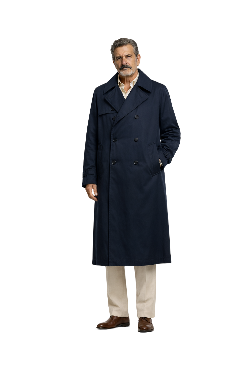 1980s Navy Blue Cotton Coat - Model