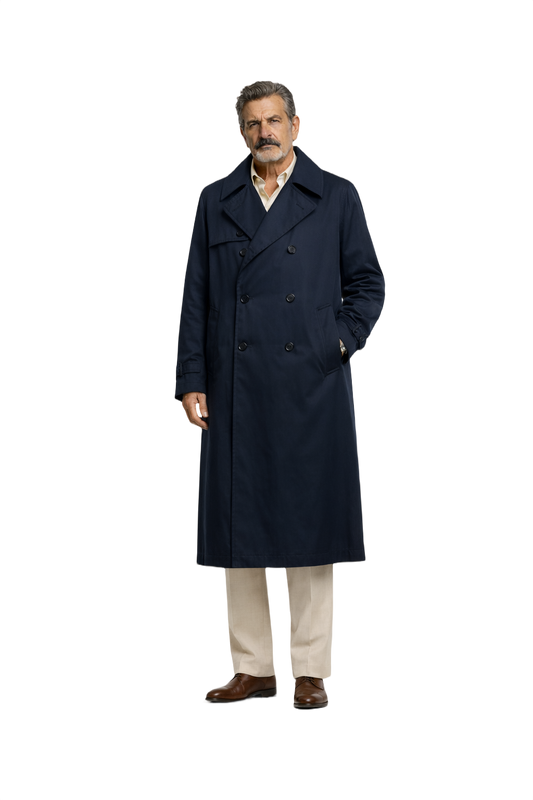 1980s Navy Blue Cotton Coat - Model