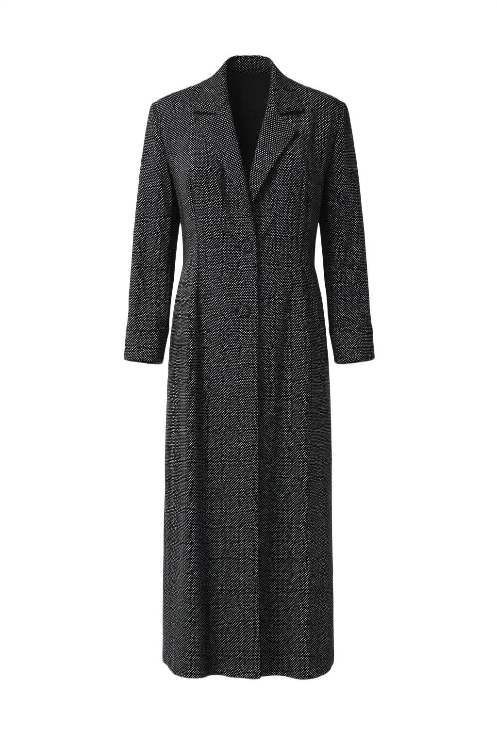 1970s Black Polyester Dress - Front View