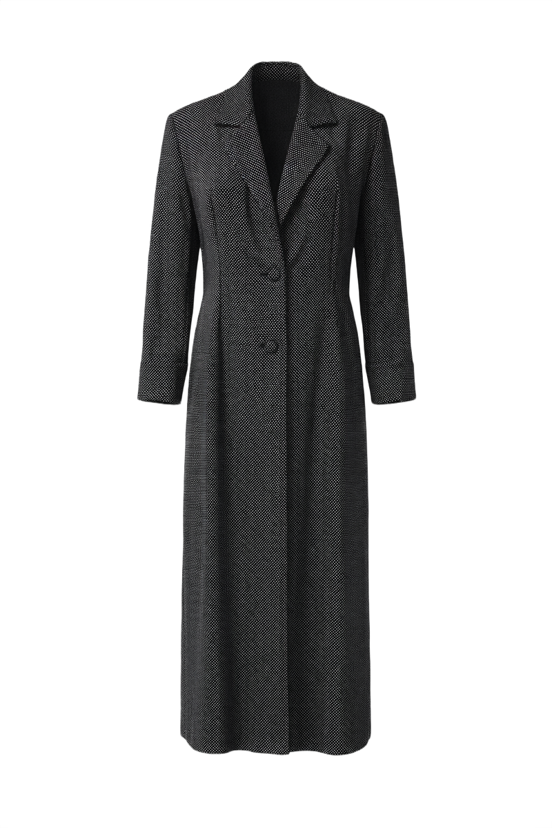 1970s Black Polyester Dress - Front View