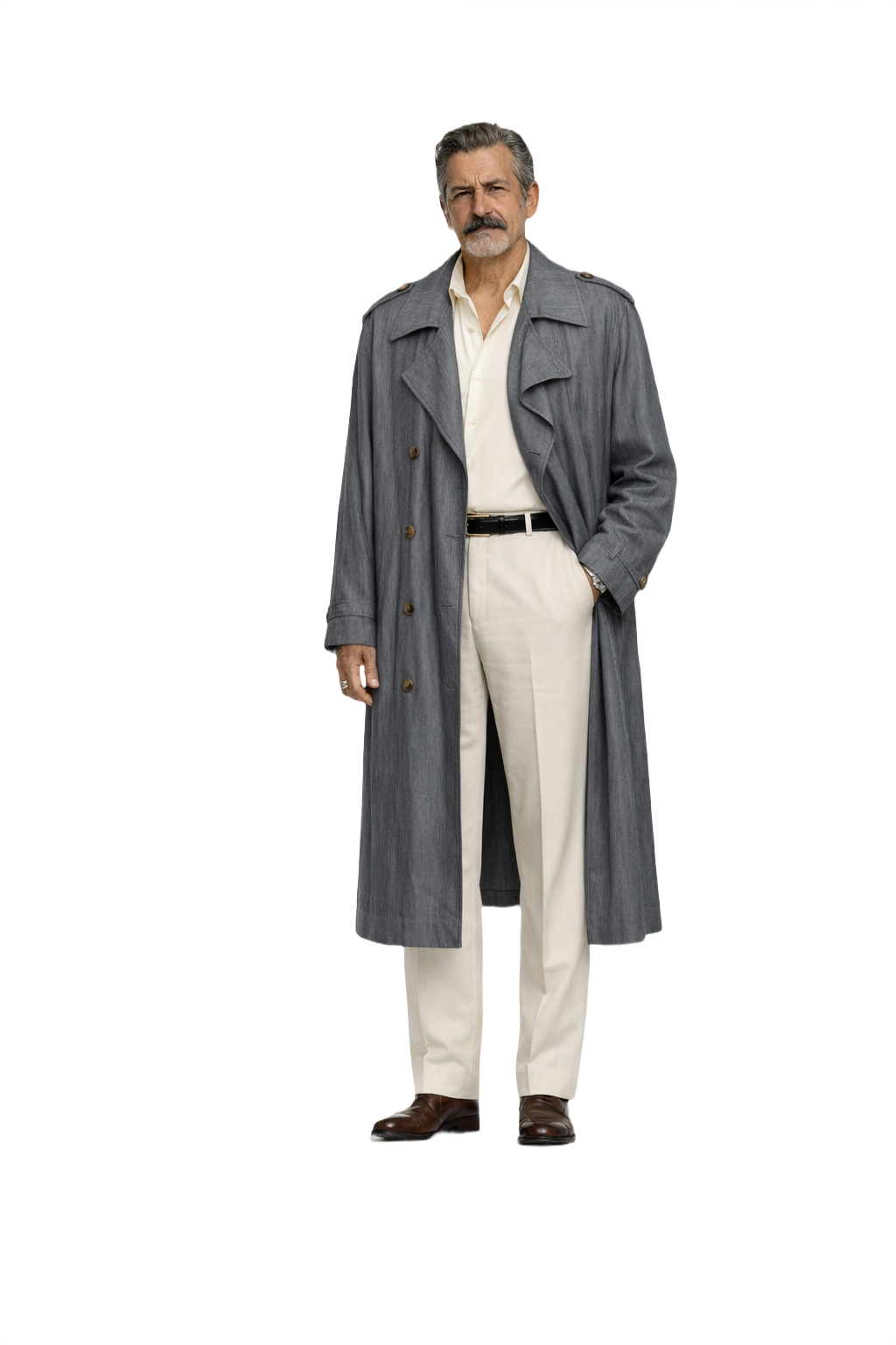1980s Charcoal Grey Polyester Coat - Model