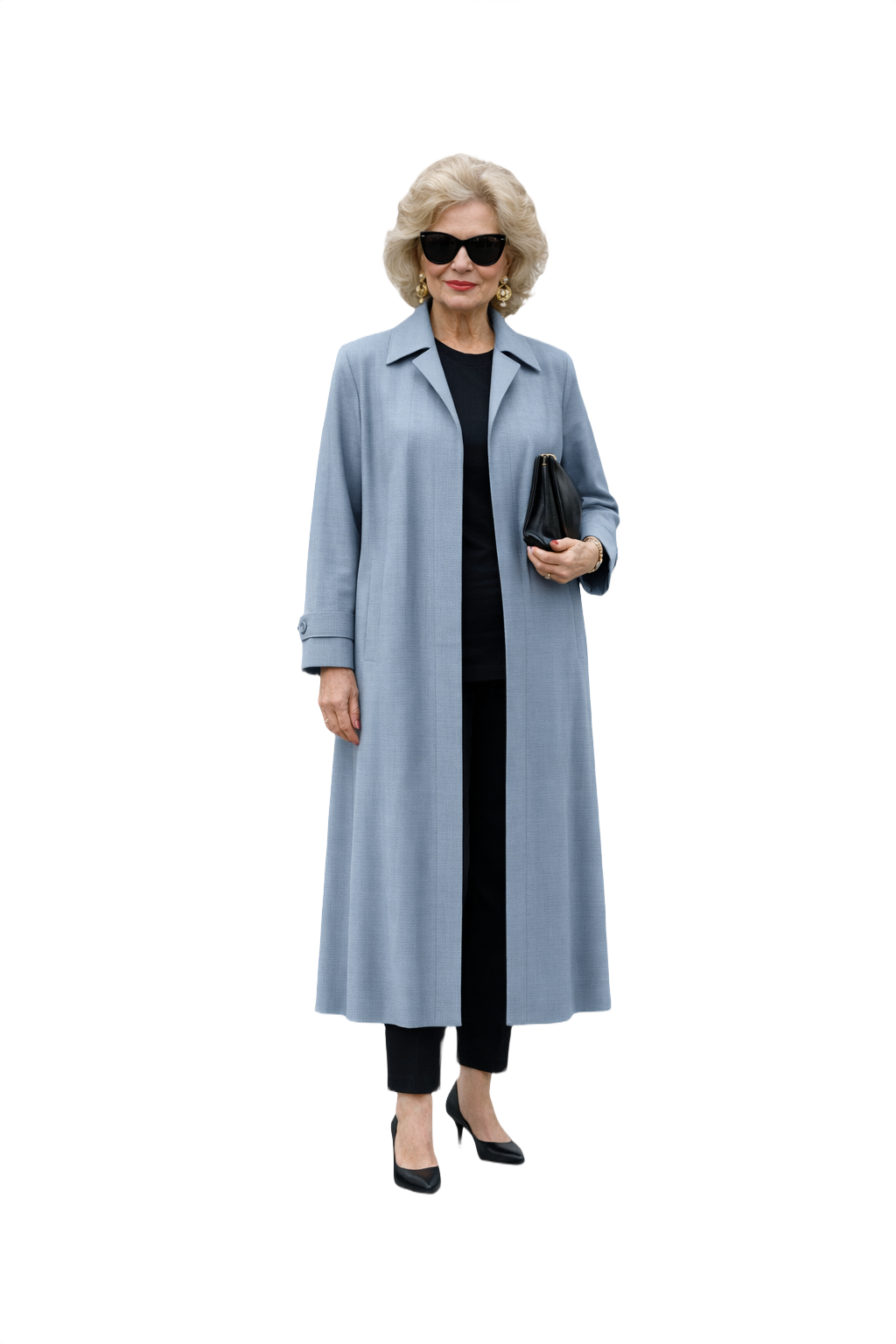 1980s Light Blue Cotton Trench Coat - Model