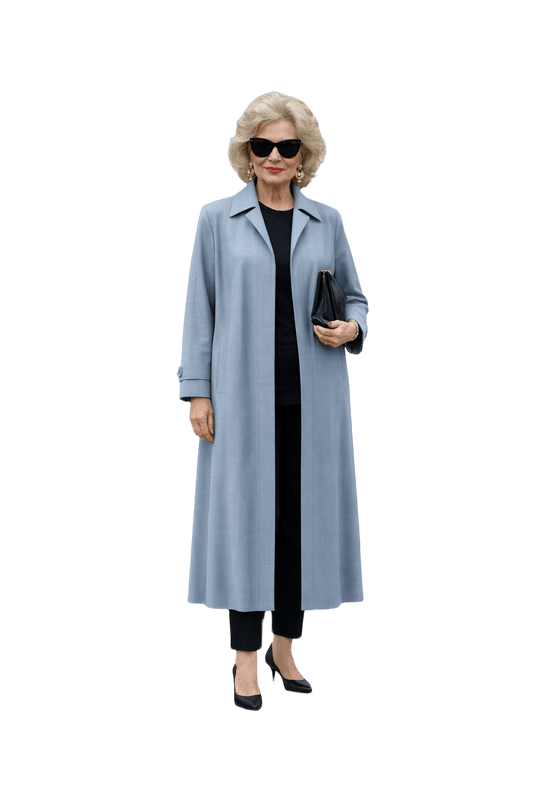 1980s Light Blue Cotton Trench Coat - Model