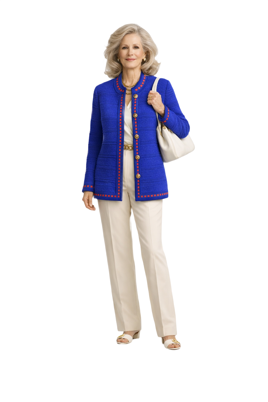 1970s Cobalt Blue Wool Cardigan - Model