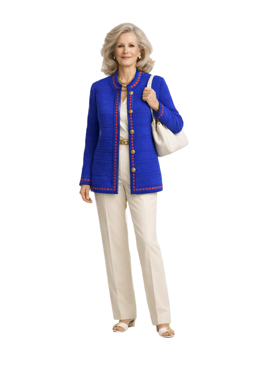 1970s Cobalt Blue Wool Cardigan - Model