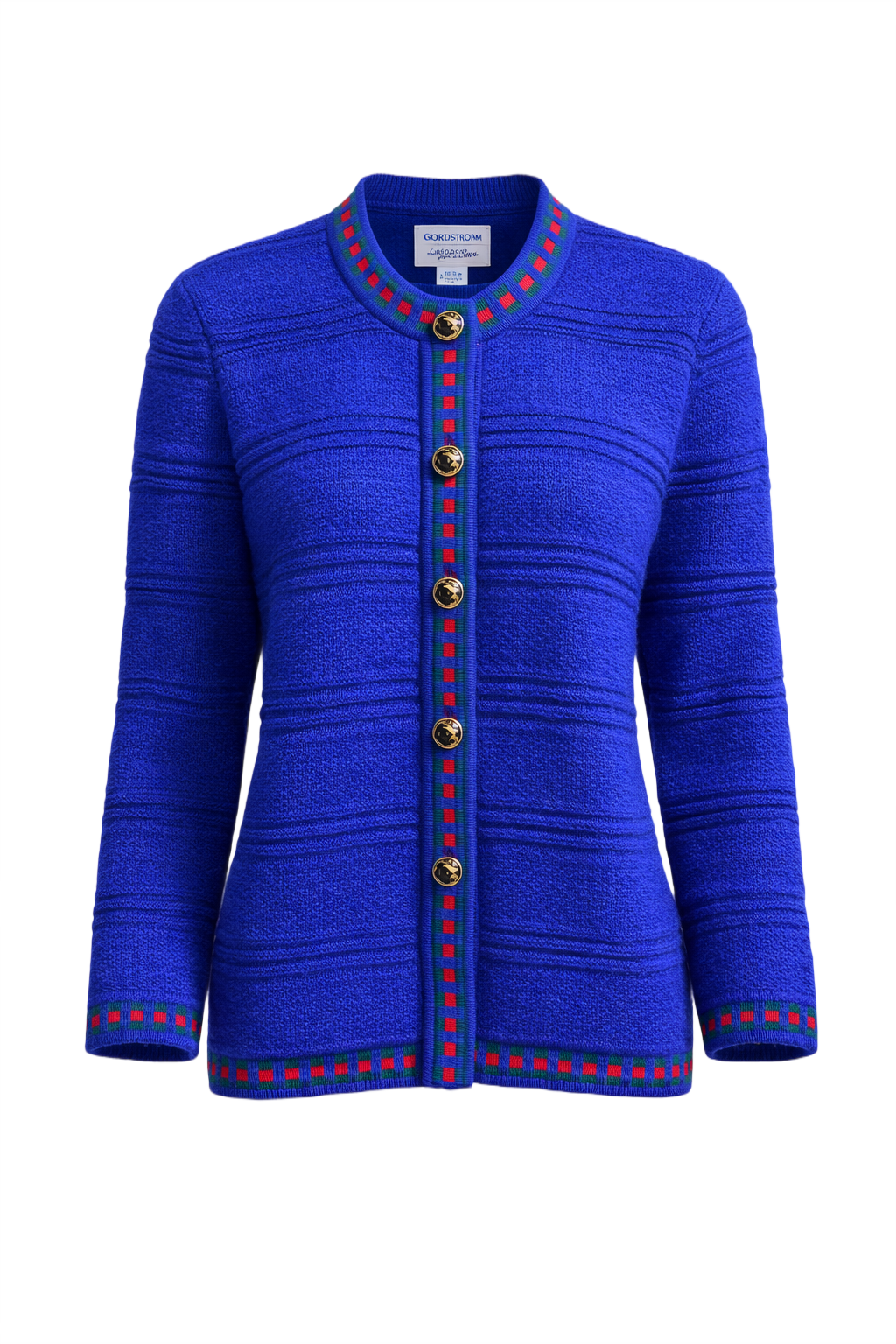 1970s Cobalt Blue Wool Cardigan - Front View