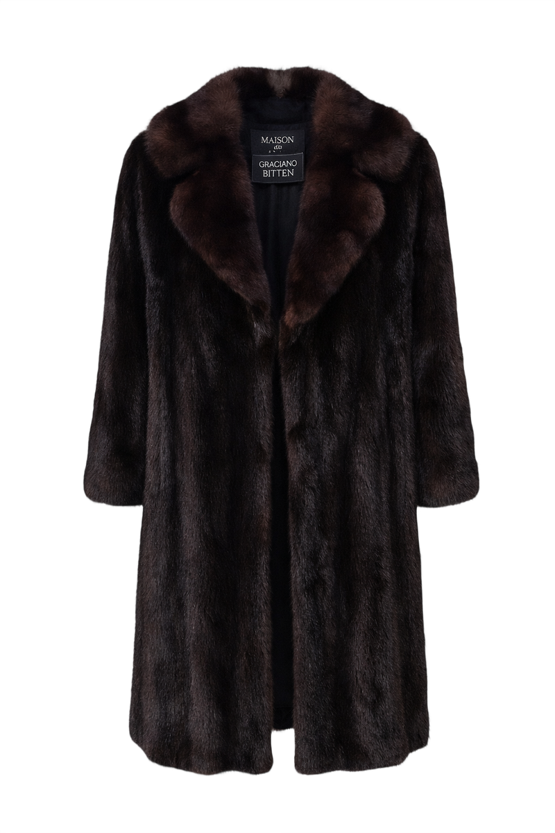 1980s Dark Brown Mink Fur Coat - Front View