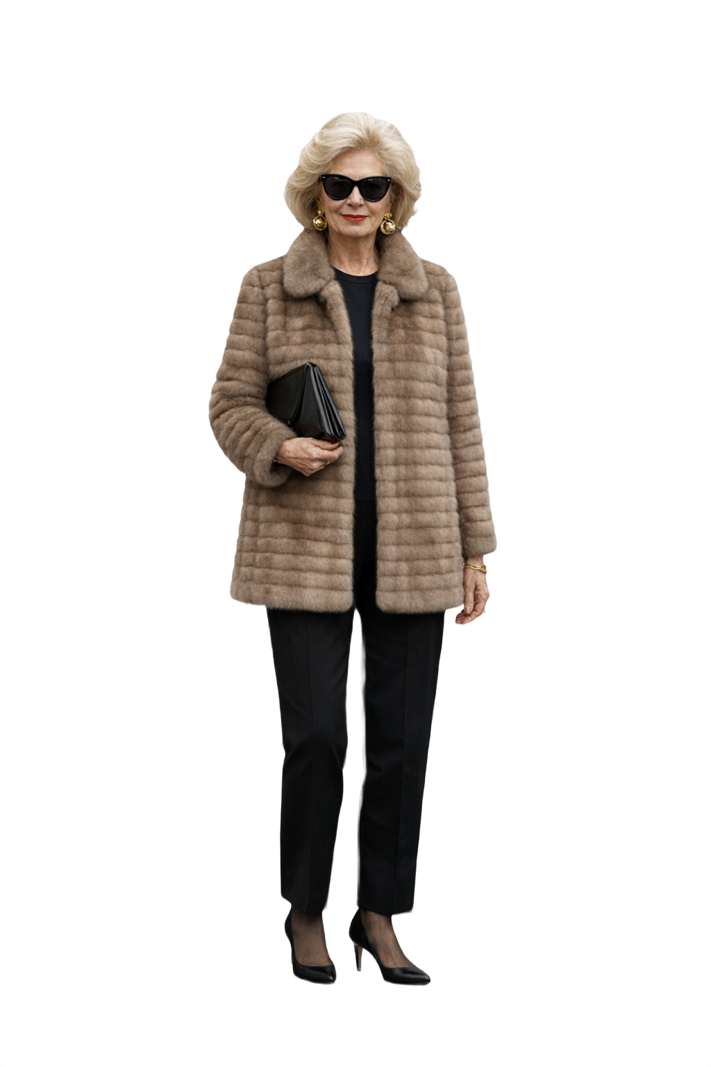 1980s Taupe Fur Coat - Model