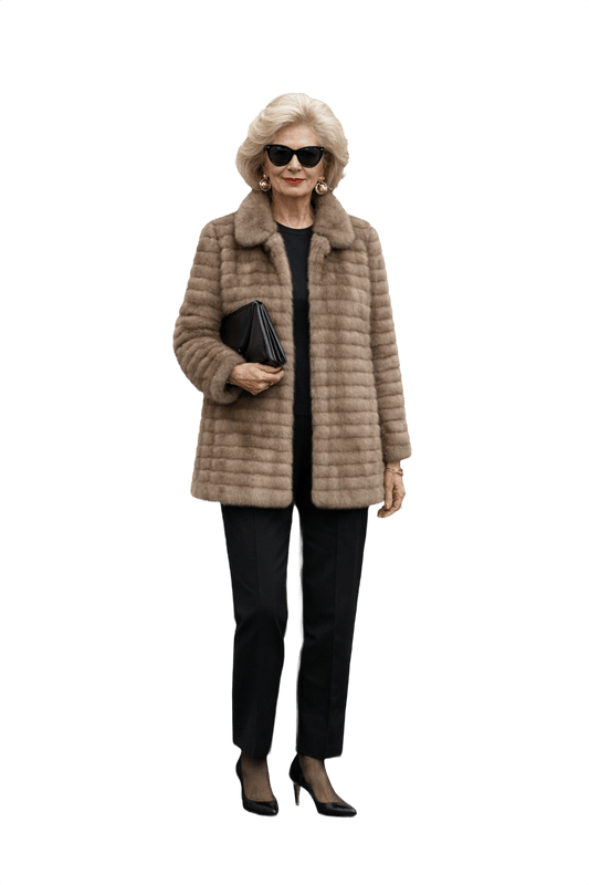 1980s Taupe Fur Coat - Model