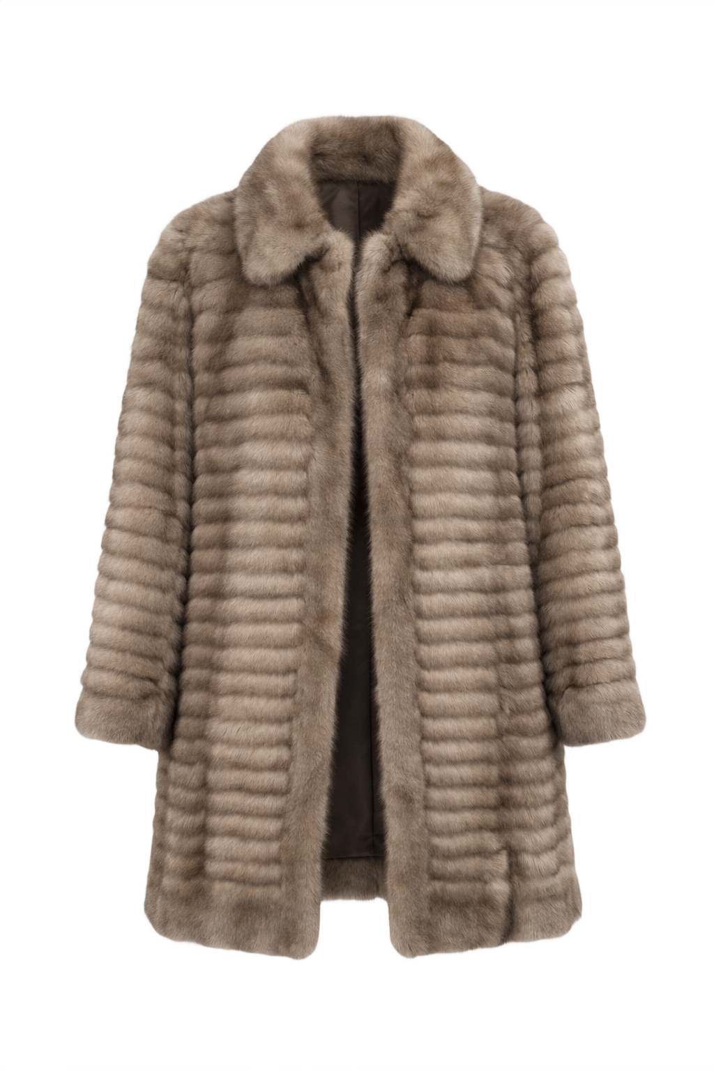 1980s Taupe Fur Coat - Front View