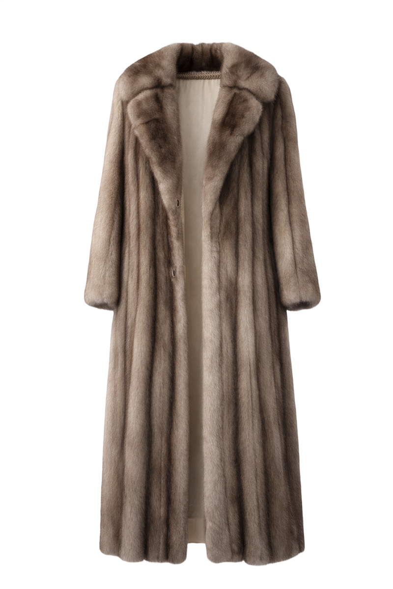 1980s Light Brown Fur Coat - Front View