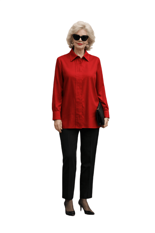 1980s Red Silk Shirt - Model