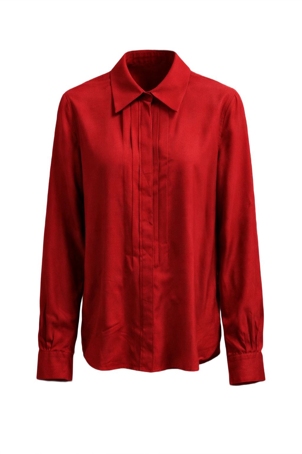 1980s Red Silk Shirt - Front View