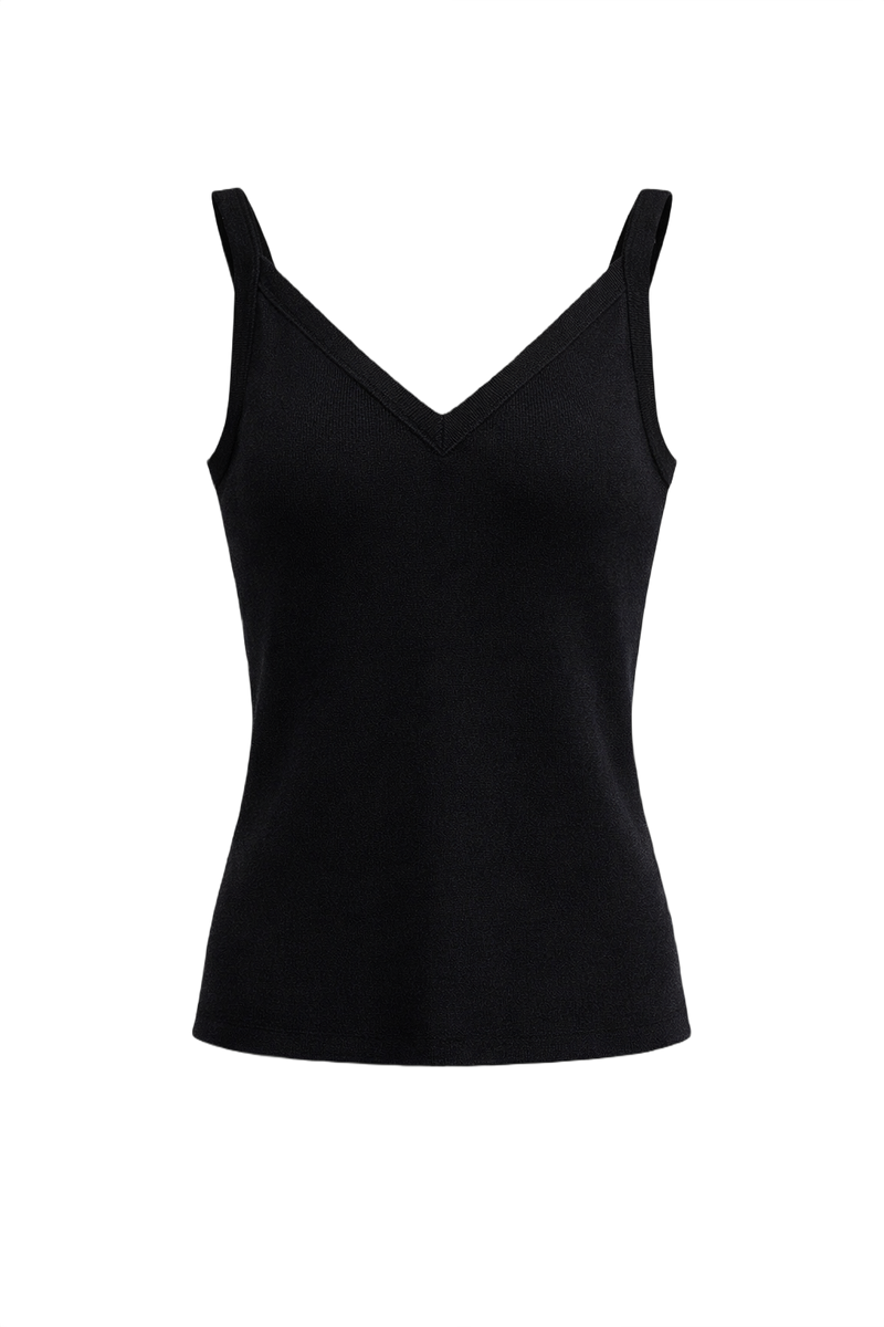 1990s Black Cotton Tank Top - Front View
