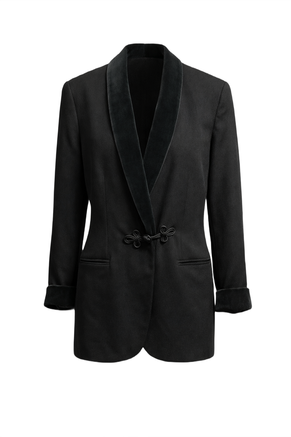 1990s Black Wool Blazer - Front View