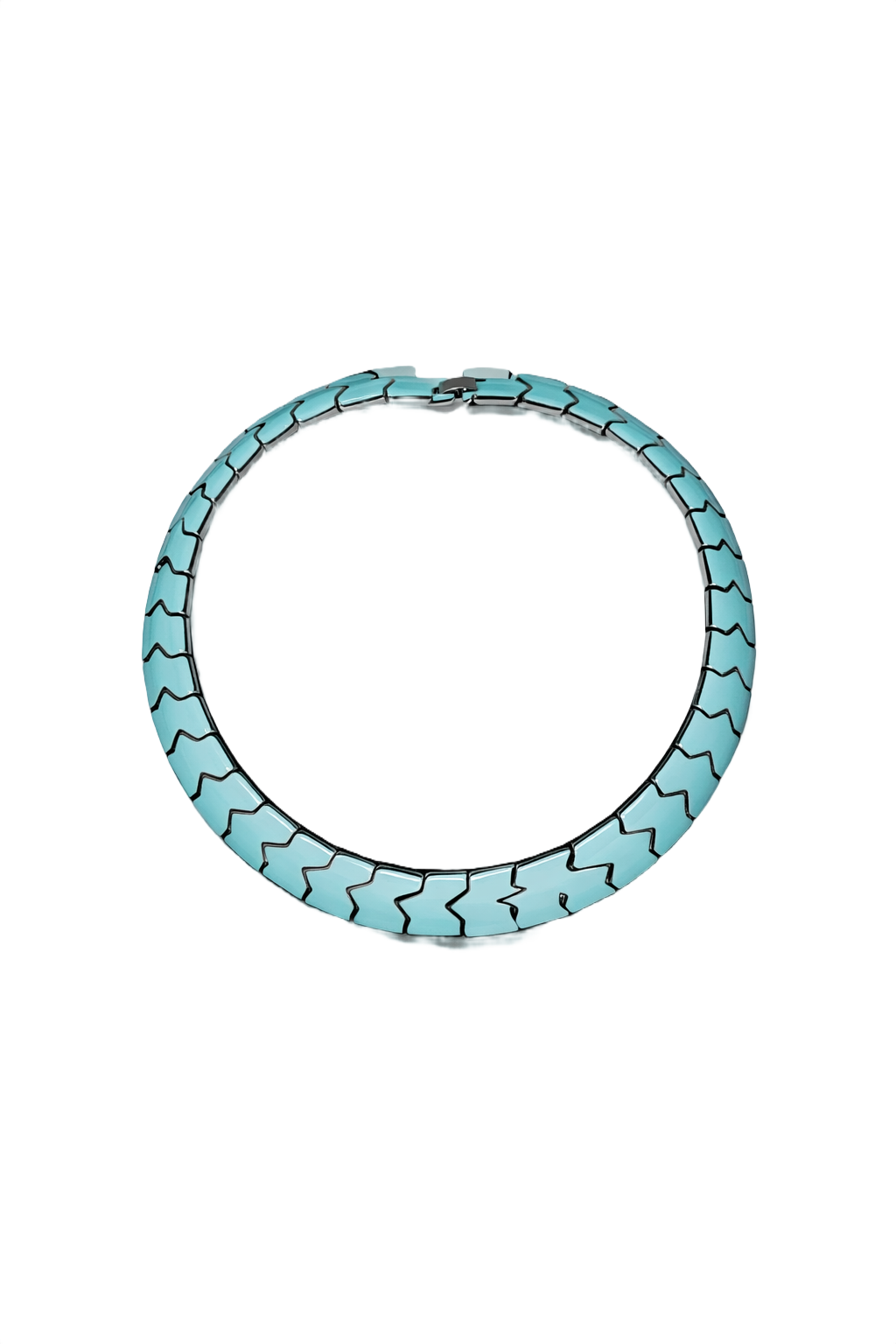 1980s Turquoise Enamel Necklace - Front View