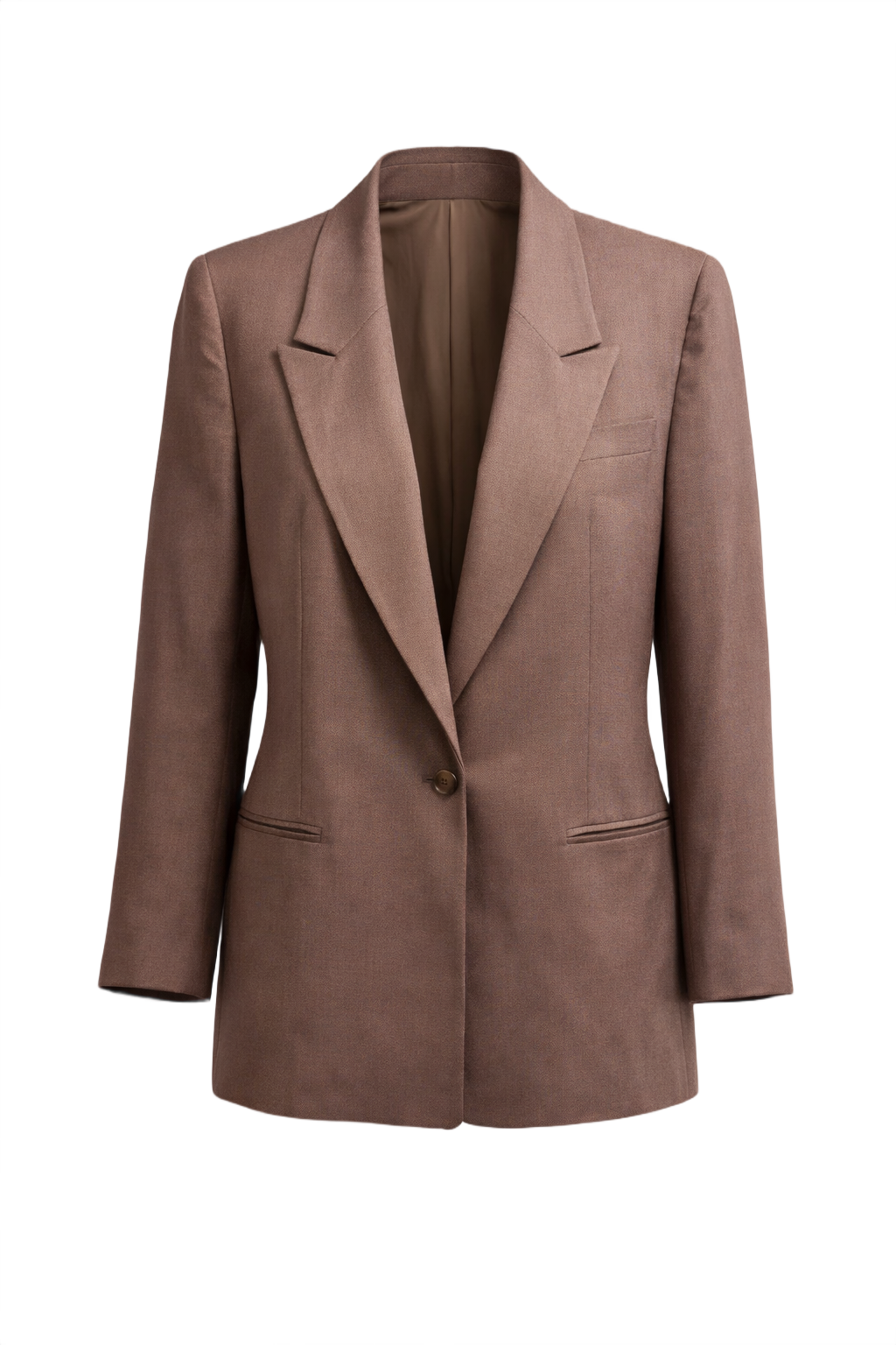 1980s Light Brown Wool Blazer - Front View