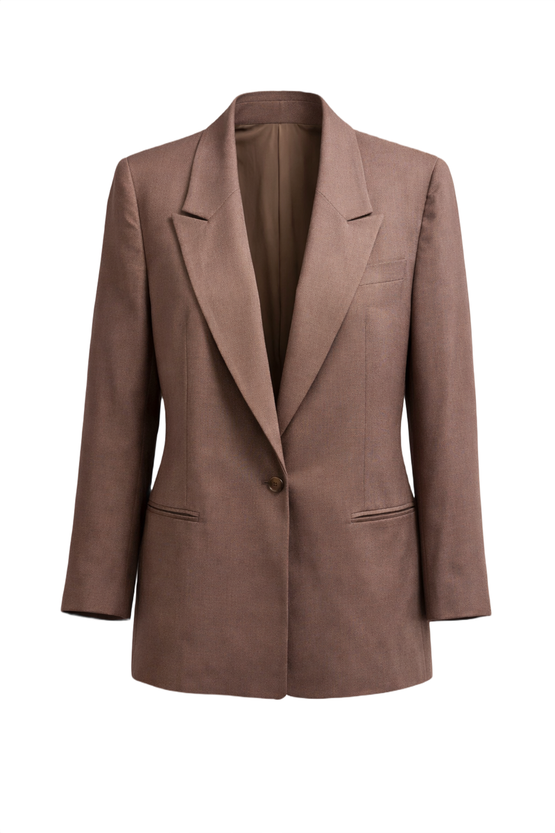 1980s Light Brown Wool Blazer - Front View