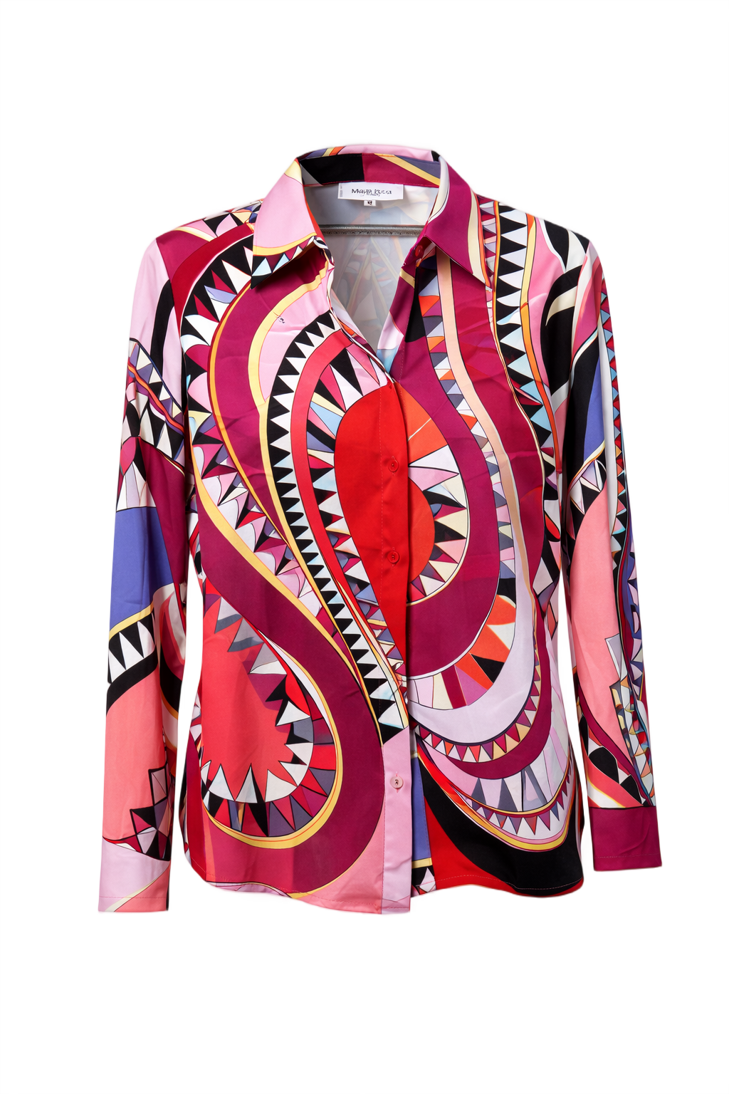 1990s Multicolor Silk Blouse - Front View