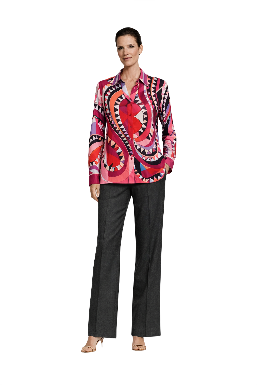 1990s Multicolor Silk Blouse - Model