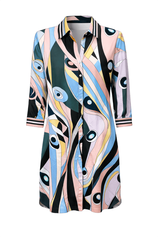1990s Pink Polyester Tunic - Front View