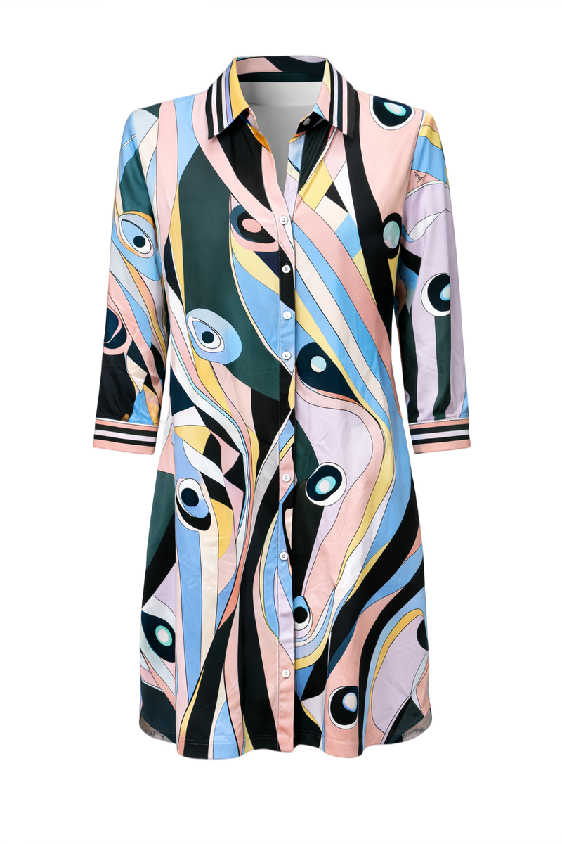 1990s Pink Polyester Tunic - Front View