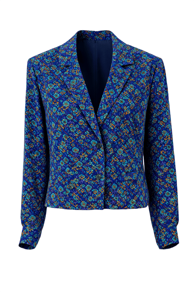 1980s Blue Synthetic Blazer - Front View