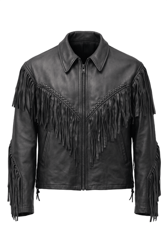 1990s Black Leather Fitted Leather Jacket - Front View