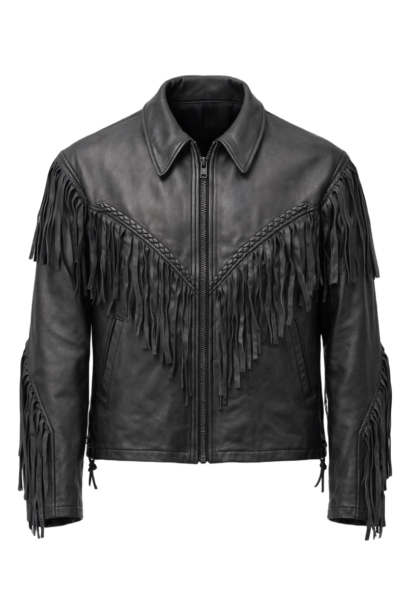 1990s Black Leather Fitted Leather Jacket - Front View