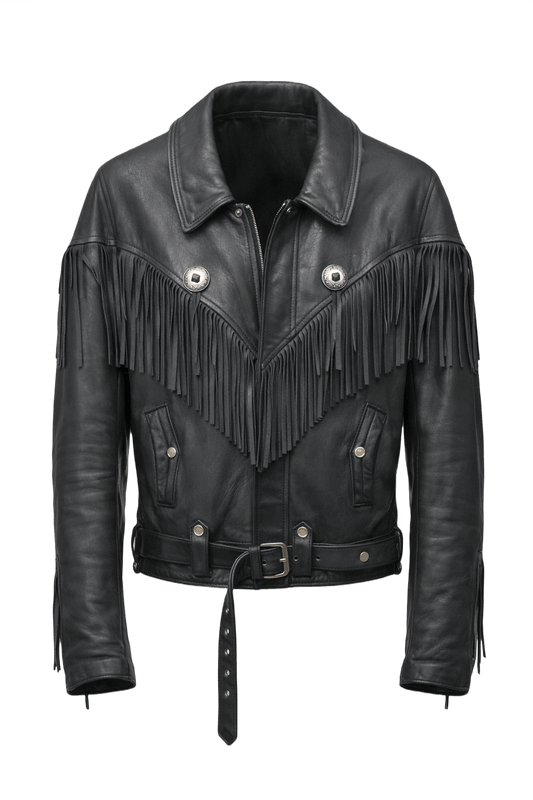 1980s Black Leather Jacket - Front View