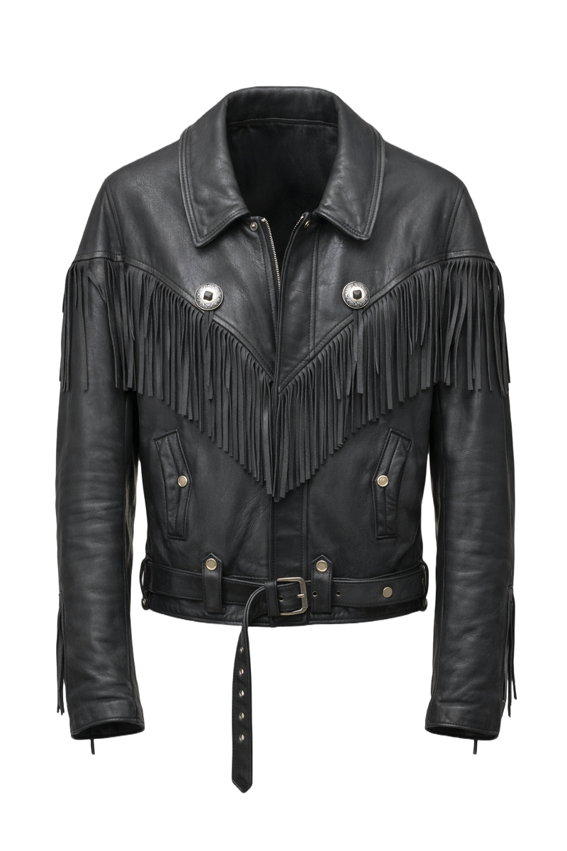 1980s Black Leather Jacket - Front View