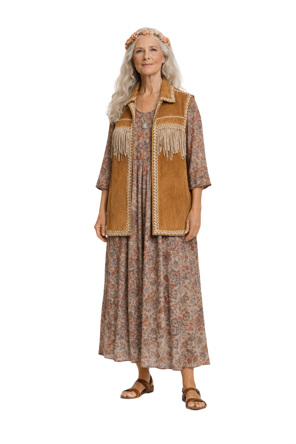 1970s Tan Leather Vest - Model