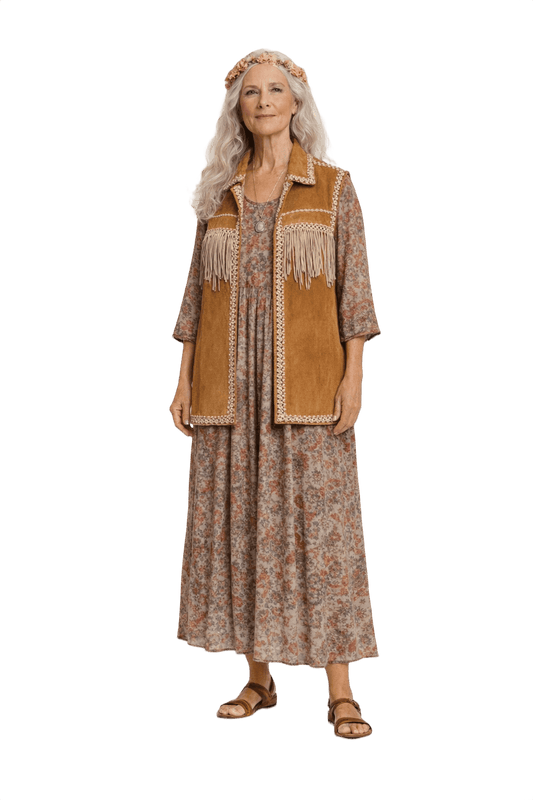 1970s Tan Leather Vest - Model