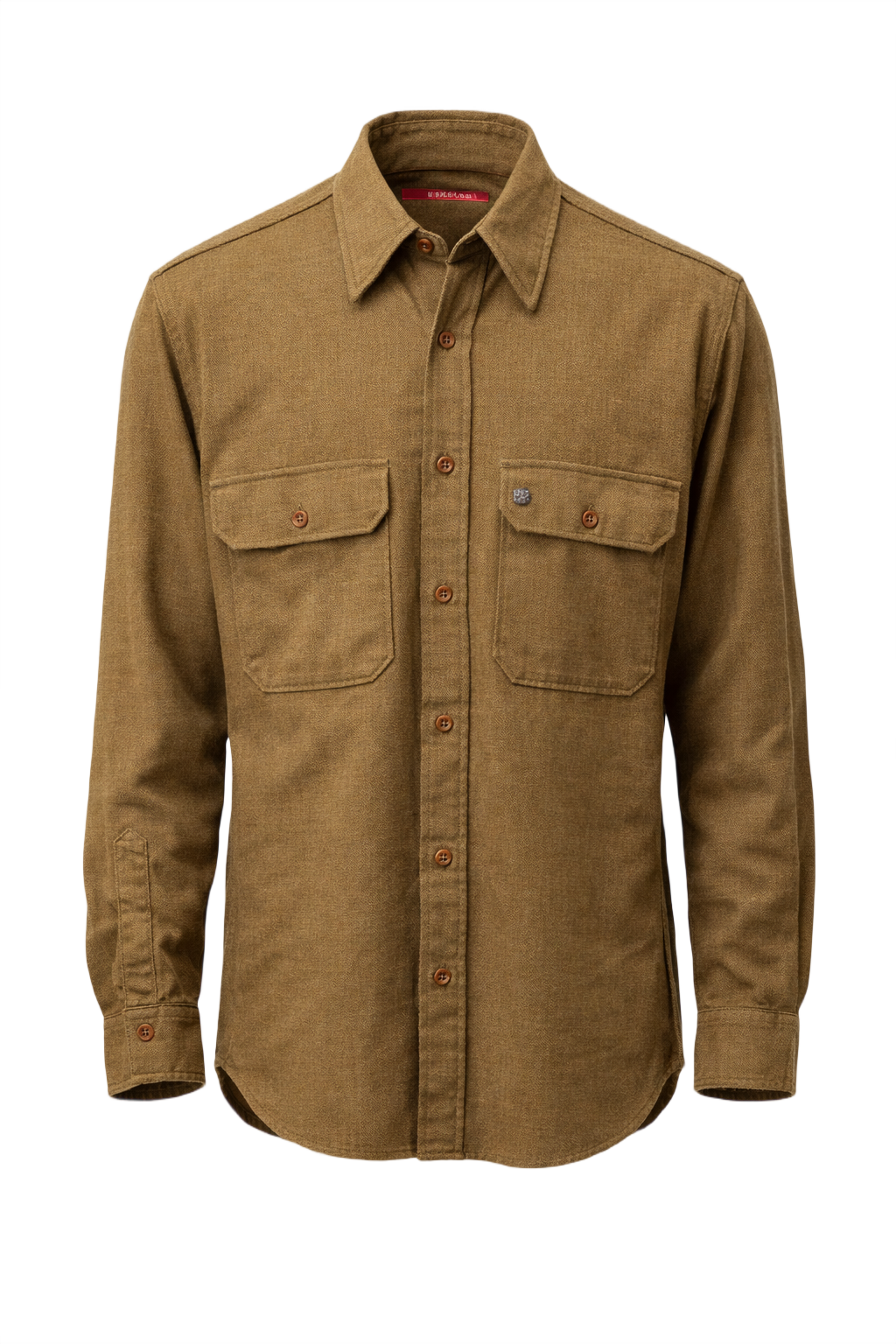 1940s Olive Green Cotton Shirt - Front View
