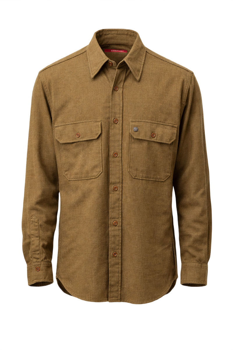 1940s Olive Green Cotton Shirt - Front View