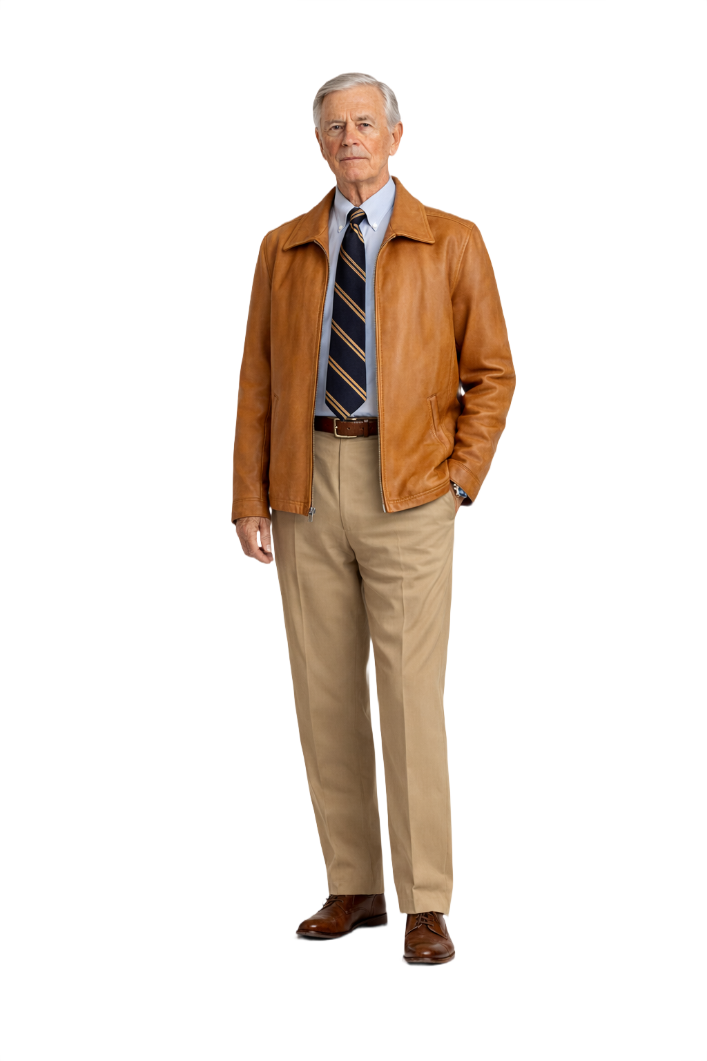 1960s Tan Leather Jacket - Model