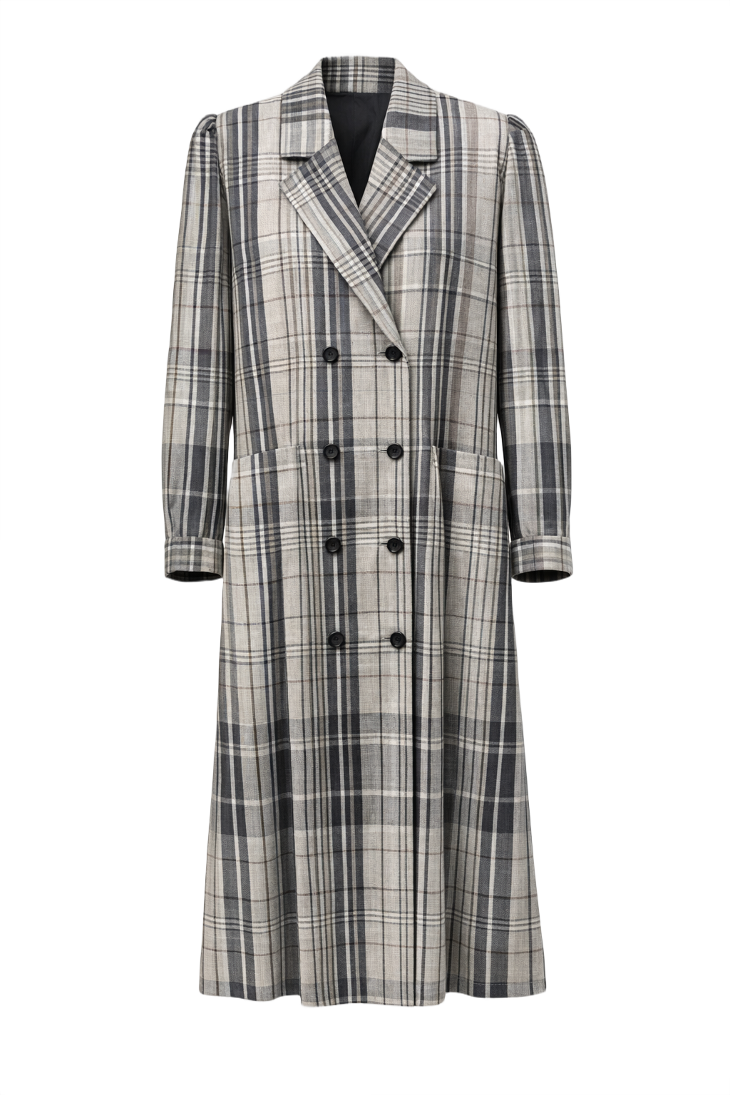1980s Gray Wool Coat - Front View
