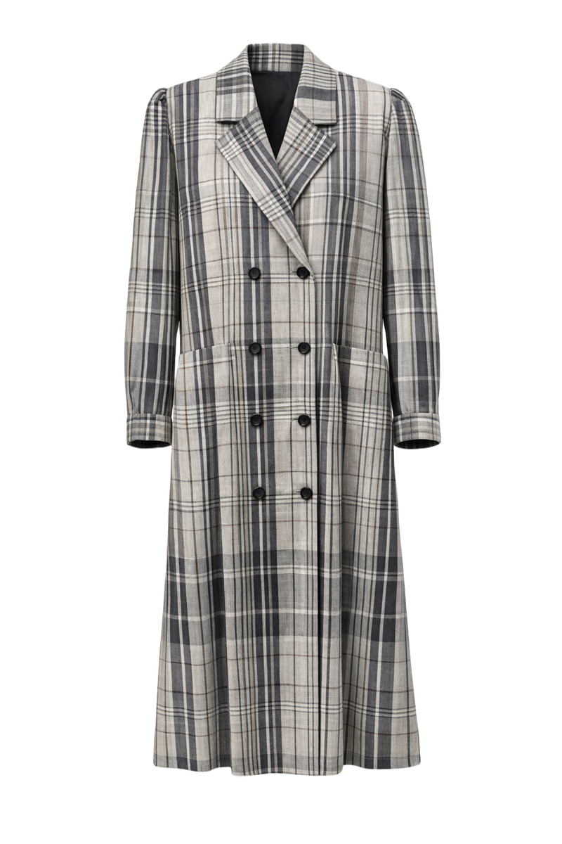 1980s Gray Wool Coat - Front View