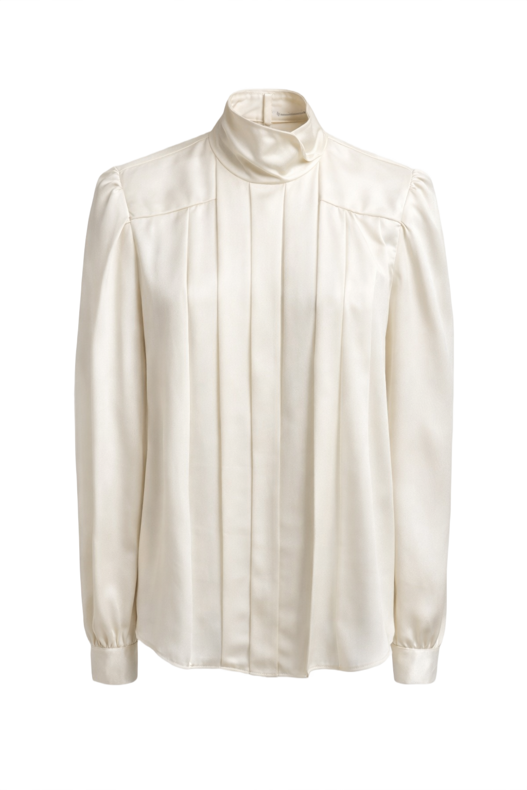 1980s Cream White Silk Blouse - Front View