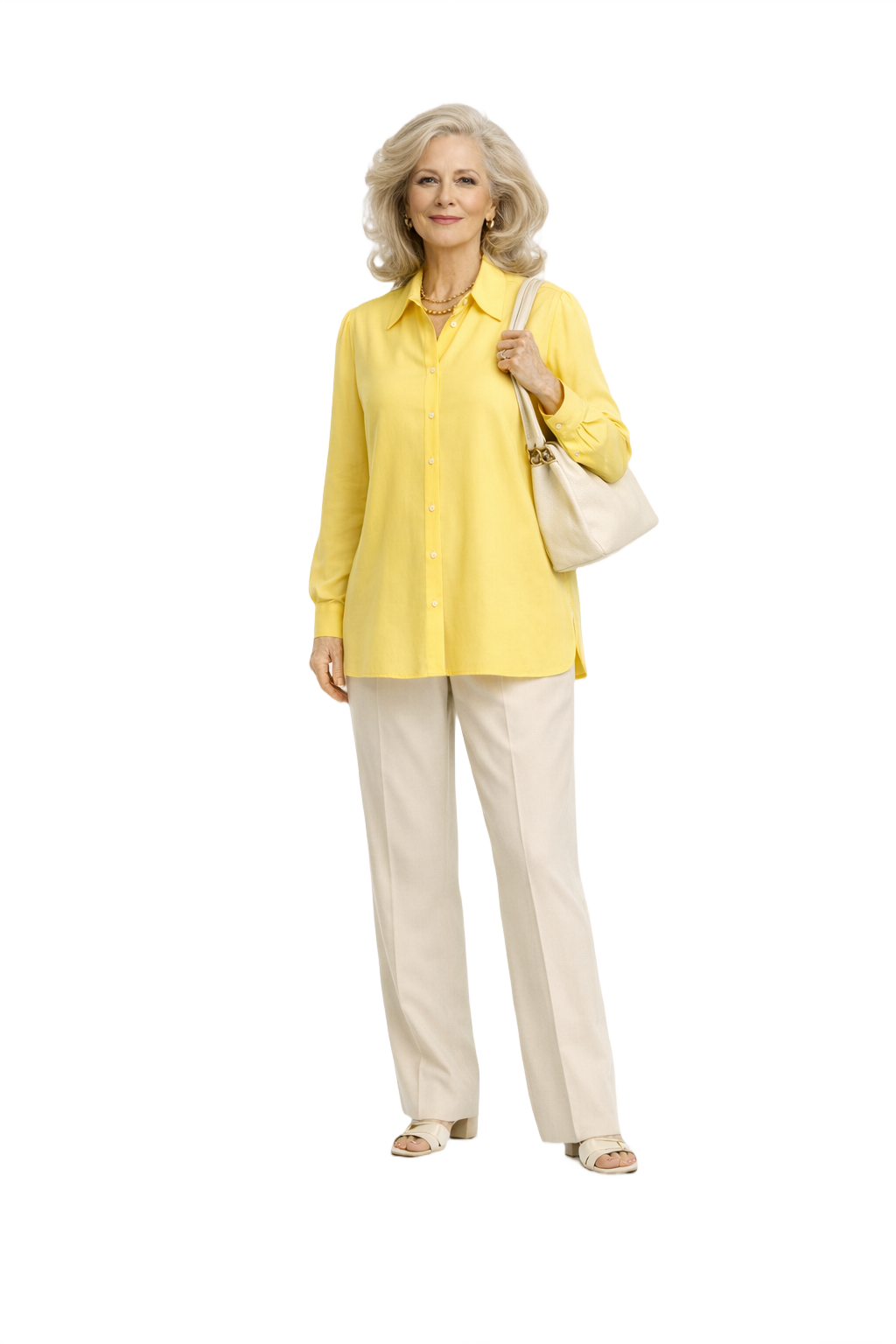 1970s Bright Yellow Silk Blouse - Model