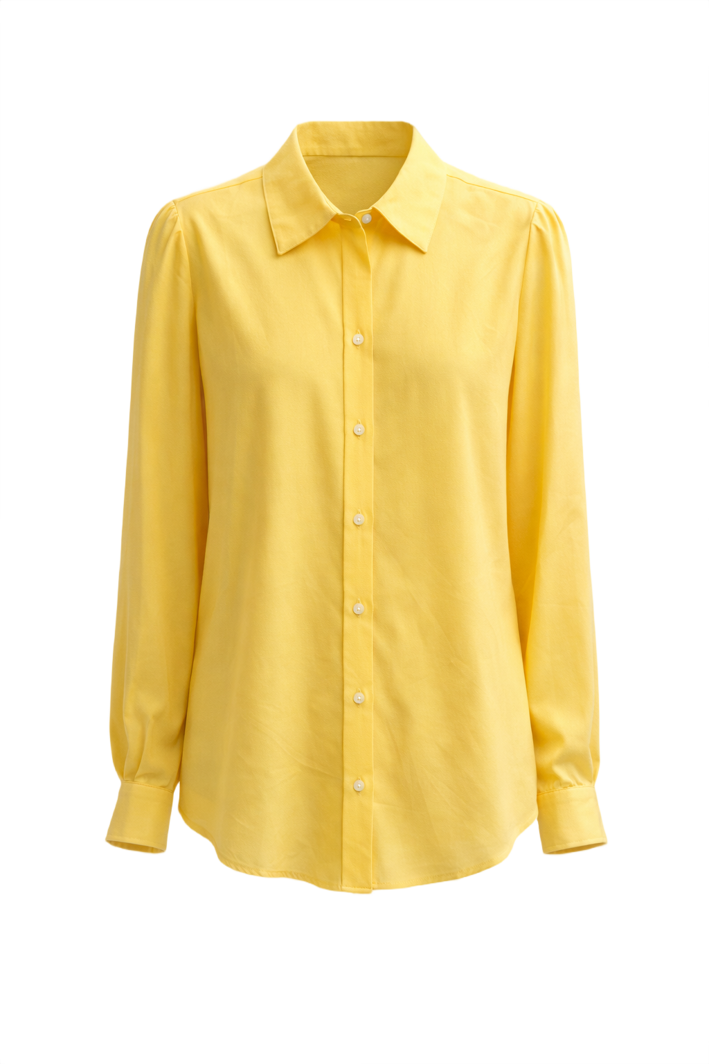 1970s Bright Yellow Silk Blouse - Front View