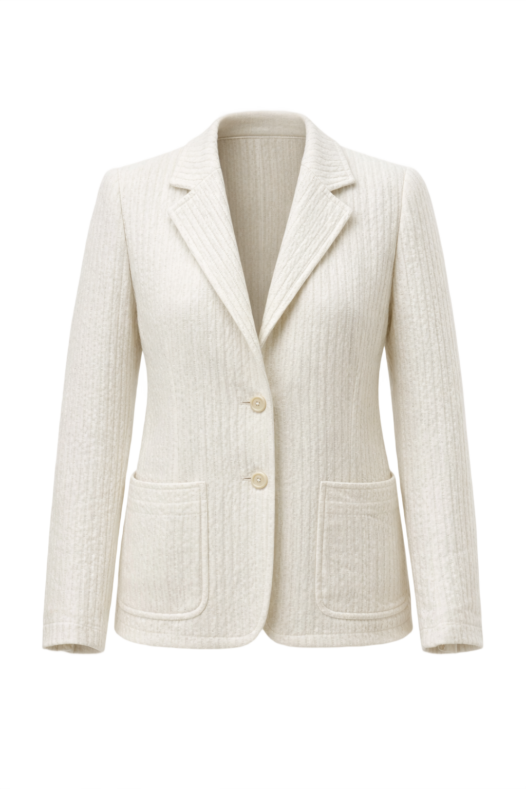 1980s Cream White Cotton Jacket - Front View