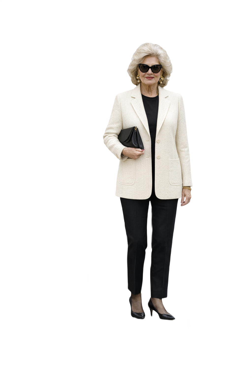 1980s Cream White Cotton Jacket - Model
