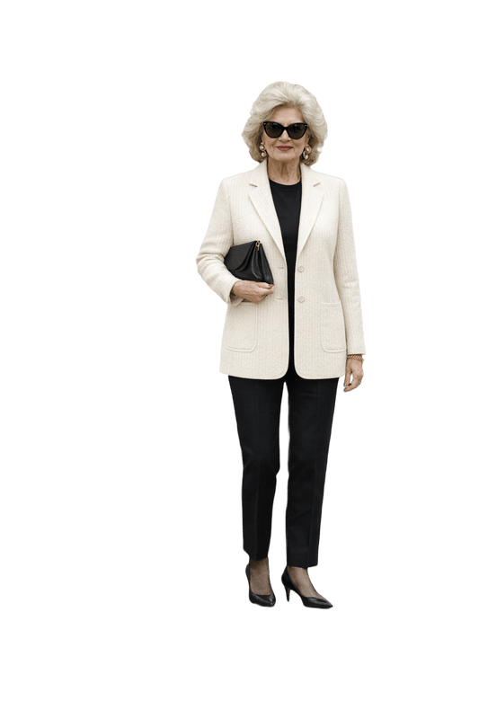 1980s Cream White Cotton Jacket - Model