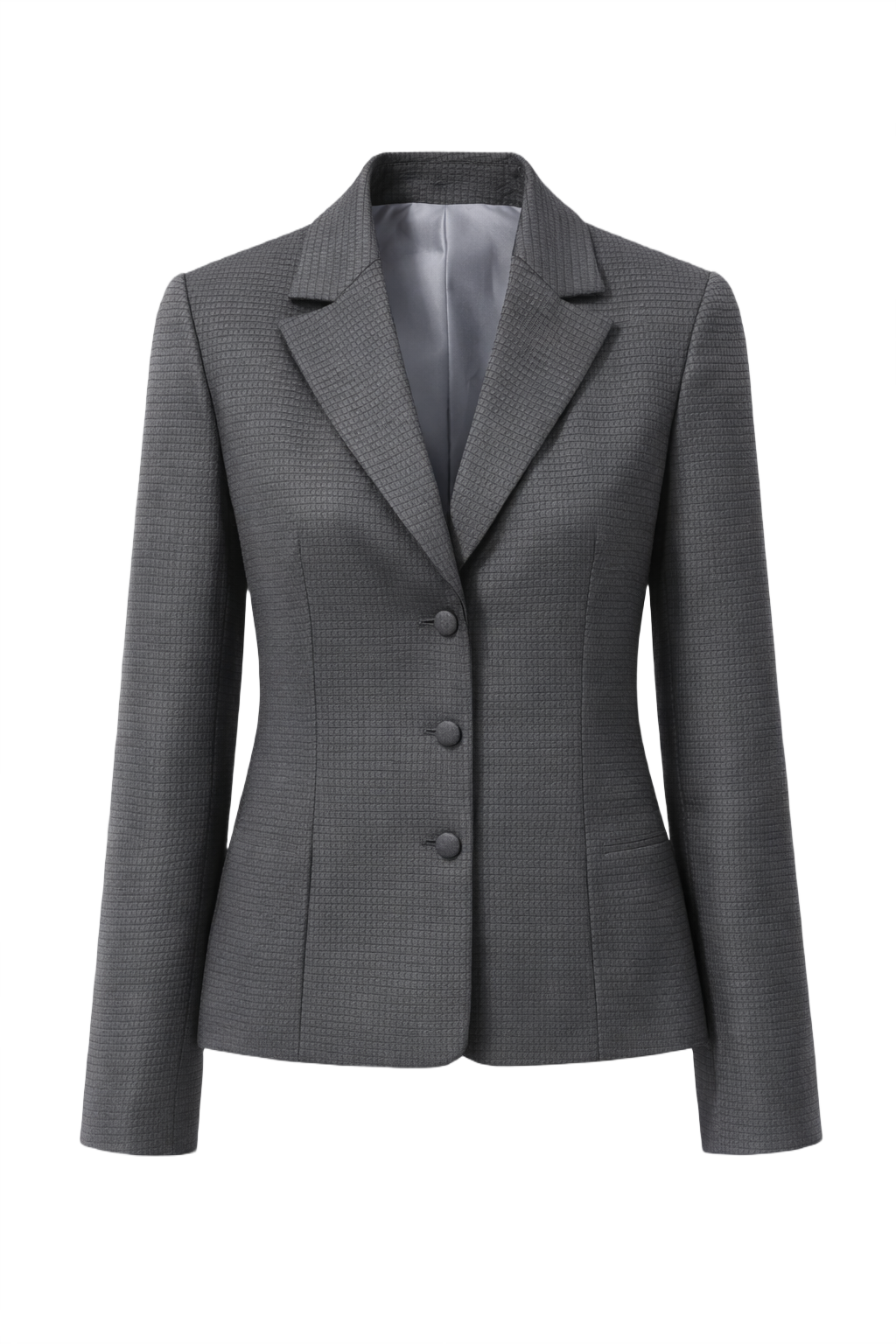 1990s Charcoal Grey Textured Blazer - Front View