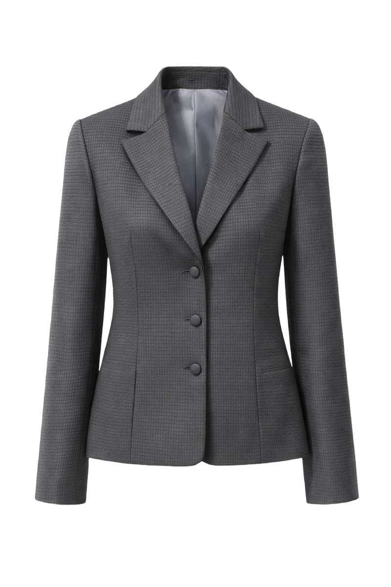 1990s Charcoal Grey Textured Blazer - Front View