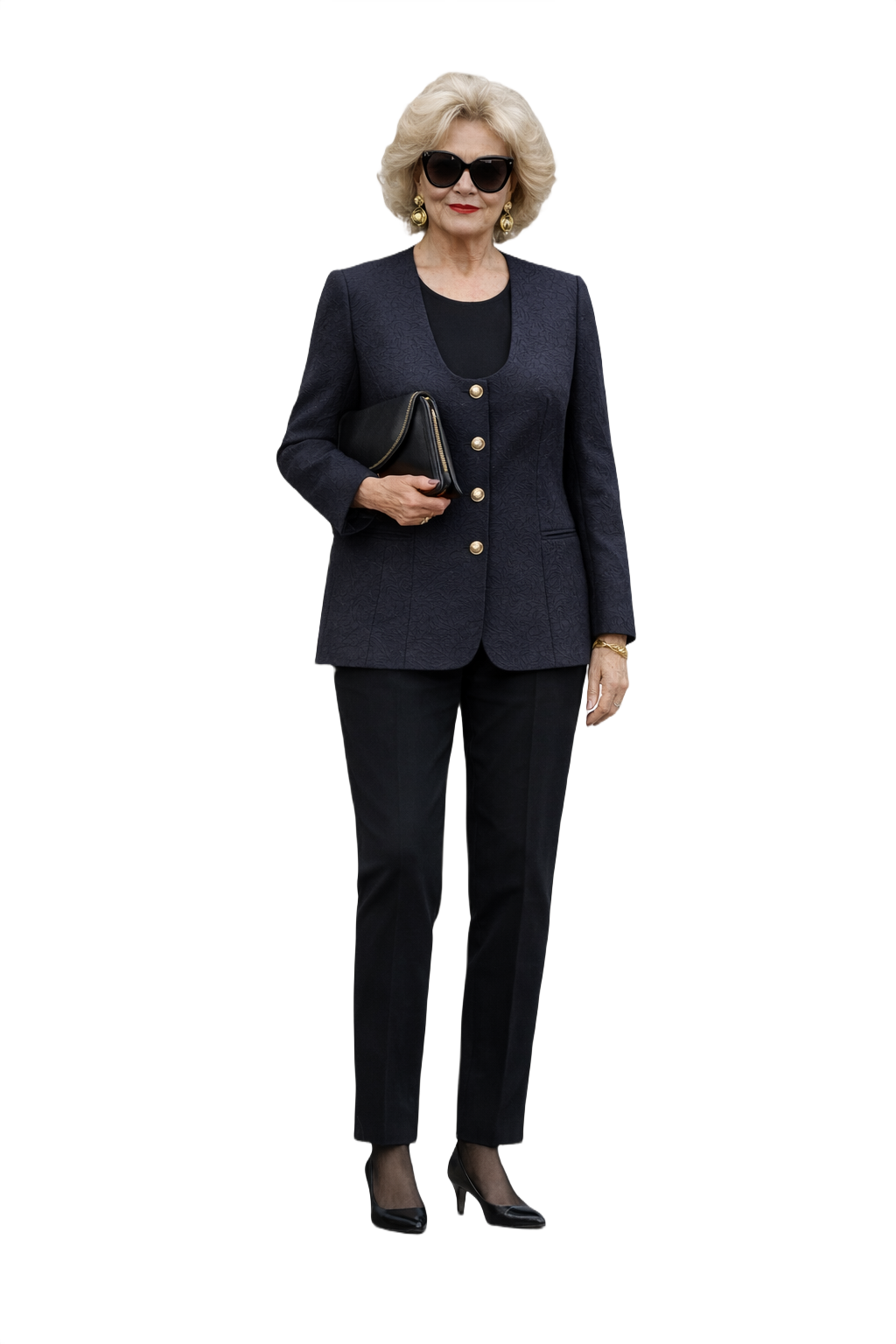 1980s Dark Grey Brocade Blazer - Model