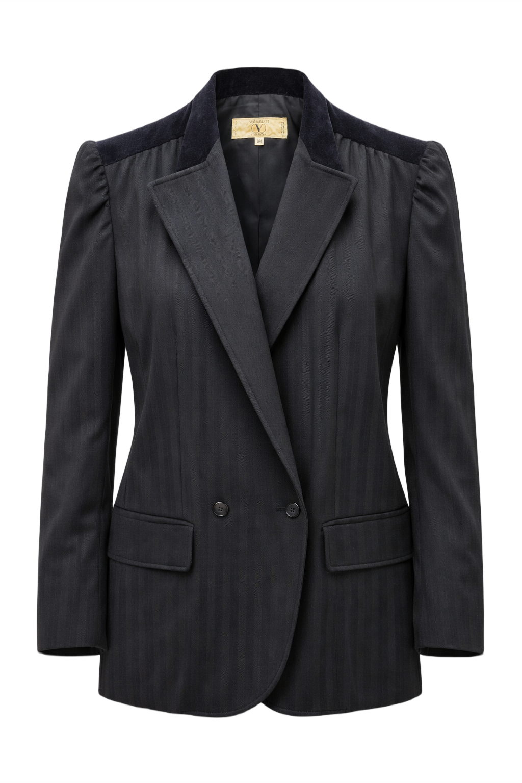1980s Dark Grey Wool Blazer - Front View