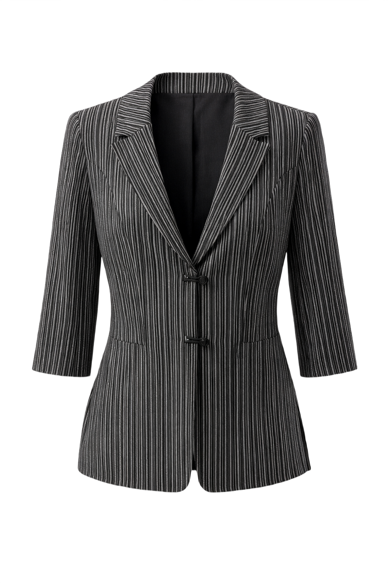1990s Black Wool Blazer - Front View